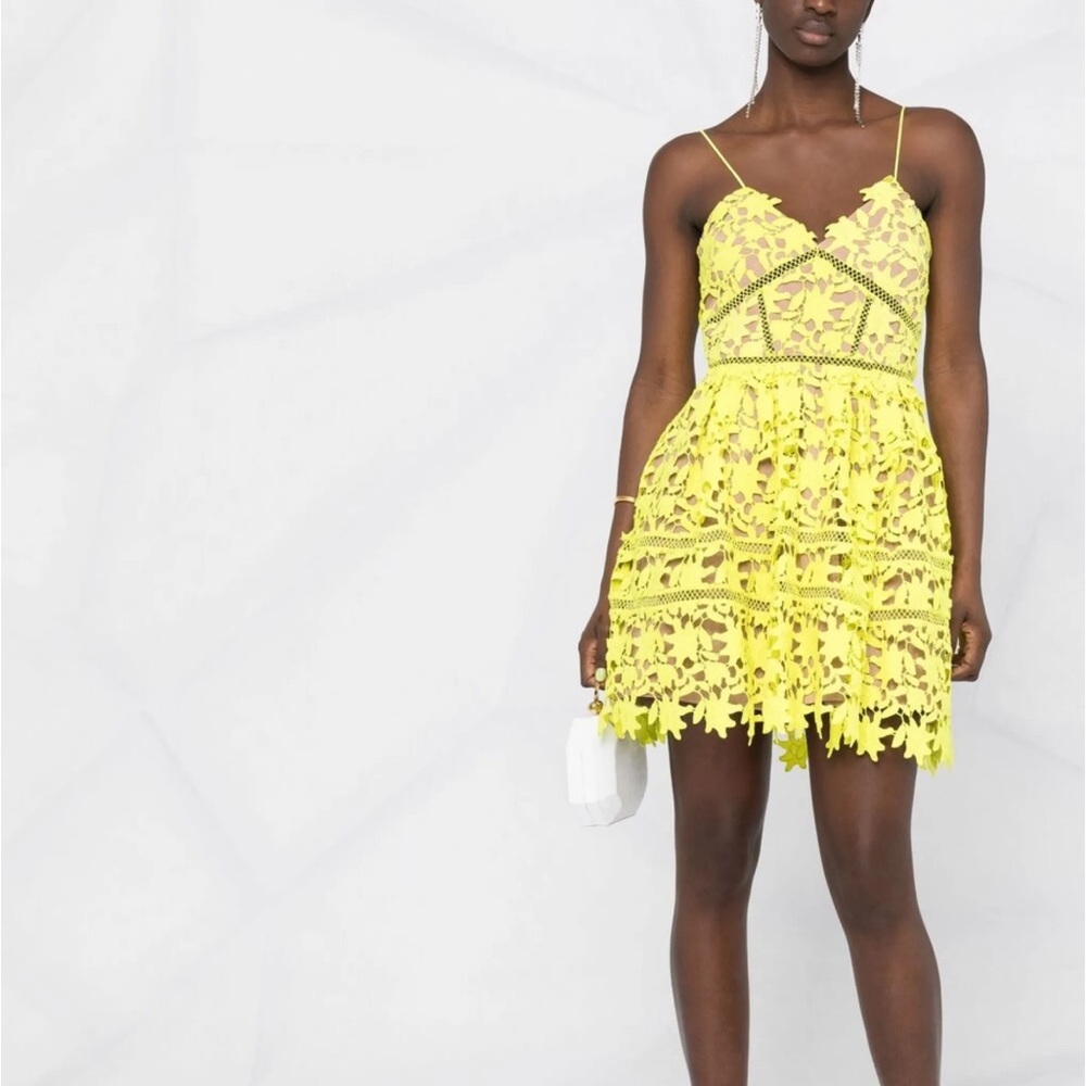 Self-Portrait Yellow Floral Lace Dress